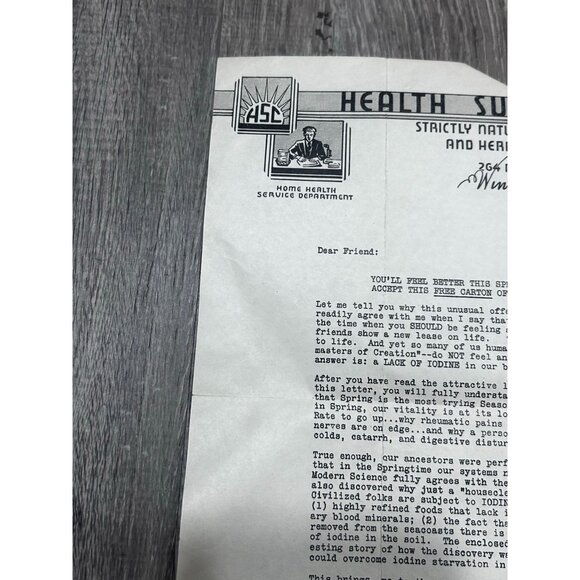 Vintage  Promotional Letter from Health Supply Centre April 30, 1937 - Picture 4 of 7